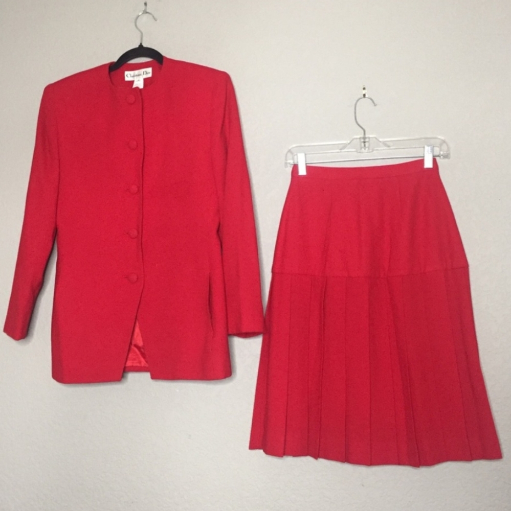 Christian Dior 80s90s Vintage Red Suit Set SZ 2